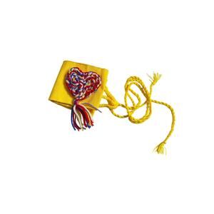 Mexican day of the bead belt  embroiderd heart yellow belt mexico todo corazon